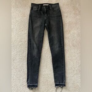 LEVIS 720 high rise SUPER SKINNY denim stretch JEANS black raw edgy hems 26 EUC!